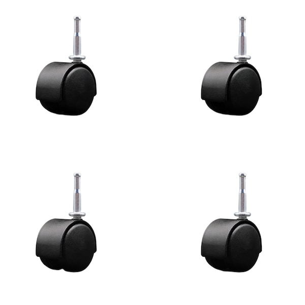 Service Caster 2'' Black Metal Hood Twin Wheel Caster Nylon Wheels Grip Neck Stem, 4PK SCC-GN02S50D-NYS-FB-4 - main
